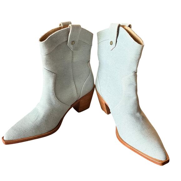 7‎ For All Mankind Women's 7 Denim Blue Western Cowboy Ankle Boots Festival - Picture 1 of 9